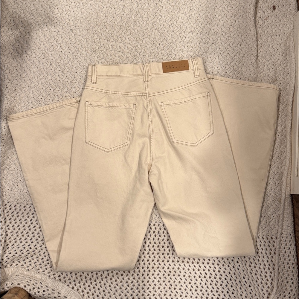 PacSun Womens 26 High Rise Boot Cut Beige Denim Pants - Picture 9 of 10